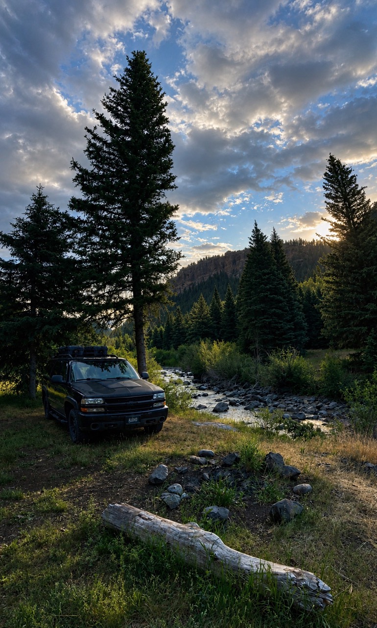Horizon parked on a remote mountain road